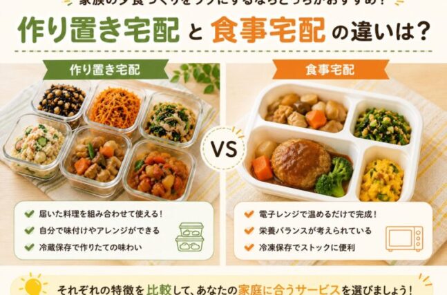 作り置き宅配と食事宅配の違い